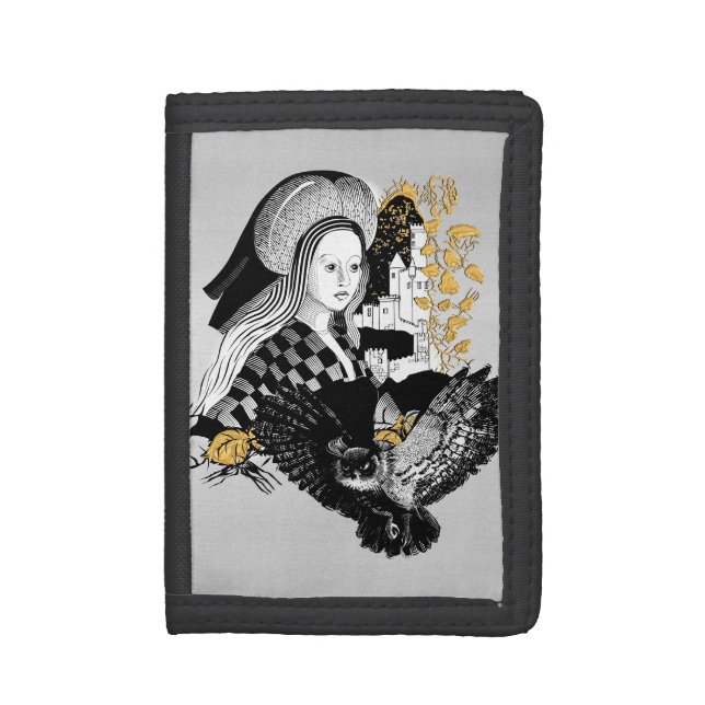 Lady and Night Owl Trifold Wallet (Front Vertical)