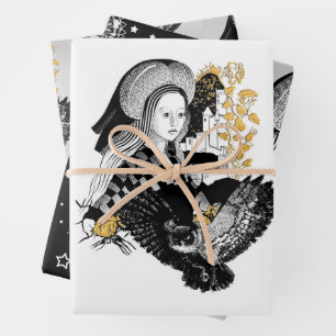 Lady and Night Owl Wrapping Paper Sheets