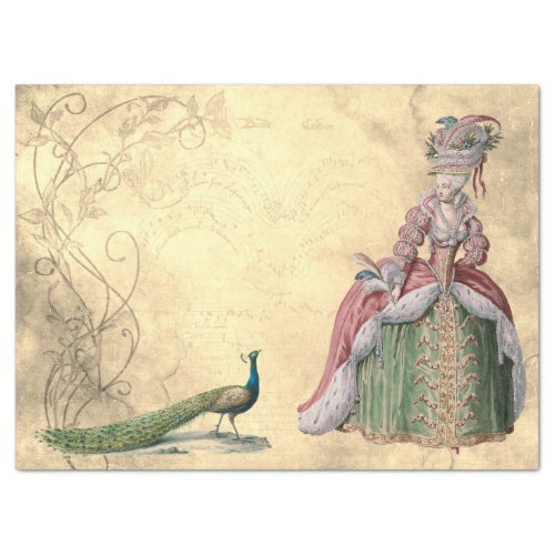 Lady and Peacock Tissue Paper