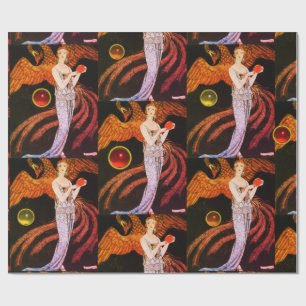 LADY AND PHOENIX ART DECO BEAUTY FASHION COSTUME WRAPPING PAPER
