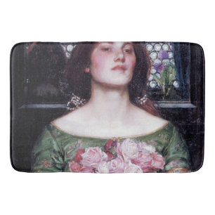 Lady and Roses, John William Waterhouse Bath Mat