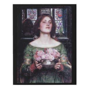 Lady and Roses, John William Waterhouse Faux Canvas Print