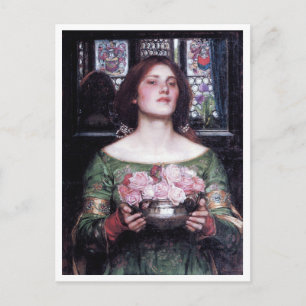 Lady and Roses, John William Waterhouse Postcard