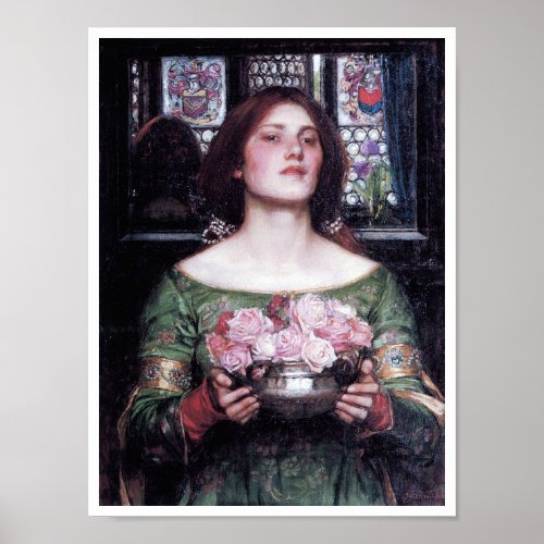 Lady and Roses John William Waterhouse Poster