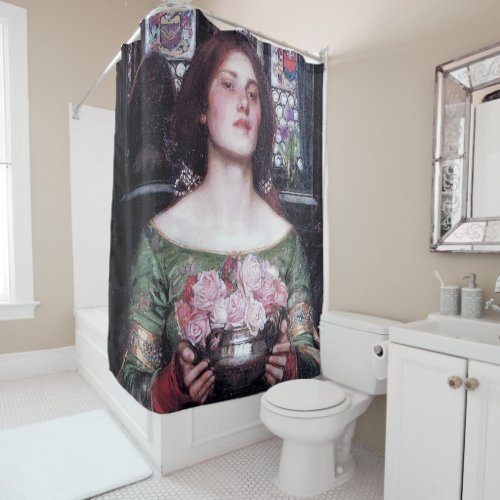 Lady and Roses John William Waterhouse Shower Curtain