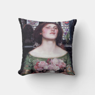 Lady and Roses, John William Waterhouse Throw Pillow
