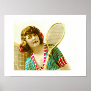Lady and tennis poster