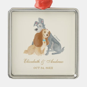 Lady and the Tramp   Bride and Groom Wedding Date Metal Ornament