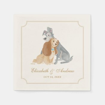 Lady And The Tramp | Bride And Groom Wedding Date Napkins by OtherDisneyBrands at Zazzle