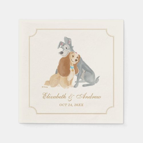 Lady and the Tramp  Bride and Groom Wedding Date Napkins