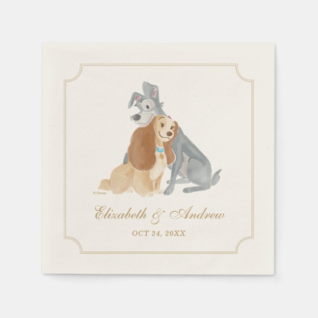Lady and the Tramp | Bride and Groom Wedding Date Napkins (Front)