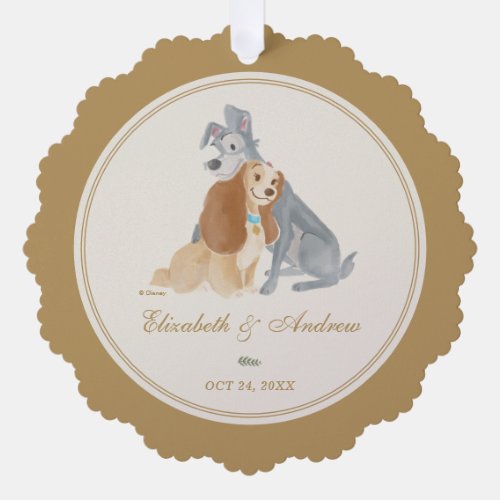 Lady and the Tramp  Bride and Groom Wedding Date Ornament Card