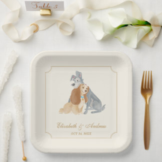 Lady and the Tramp | Bride and Groom Wedding Date Paper Plates
