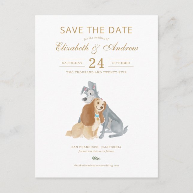 Lady and the Tramp Save the Date Postcard (Front)