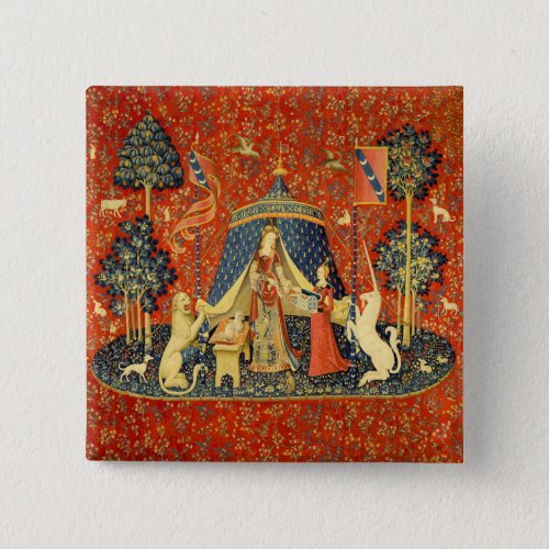 Lady and the Unicorn Medieval Tapestry Art Button