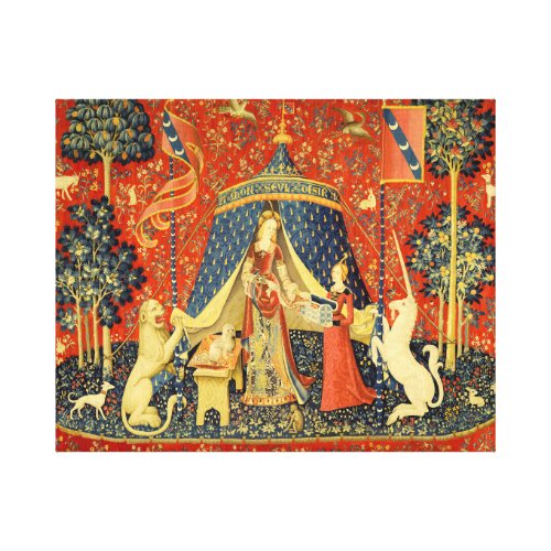 Lady and the Unicorn Medieval Tapestry Art Canvas Print
