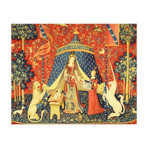 Lady and the Unicorn Medieval Tapestry Art Canvas Print