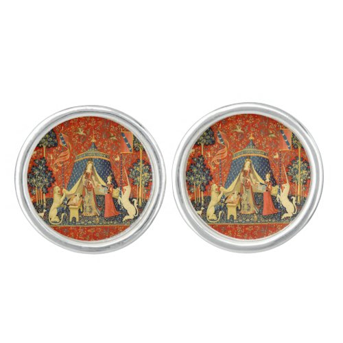 Lady and the Unicorn Medieval Tapestry Art Cufflinks