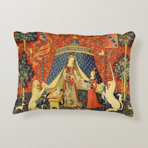 Lady and the Unicorn Medieval Tapestry Art Decorative Pillow