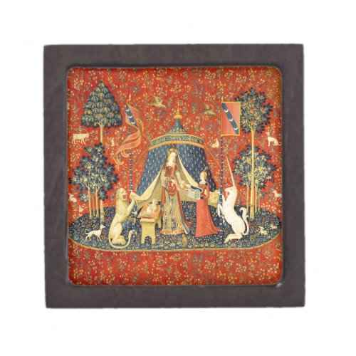 Lady and the Unicorn Medieval Tapestry Art Jewelry Box