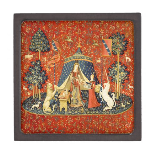 Lady and the Unicorn Medieval Tapestry Art Jewelry Box