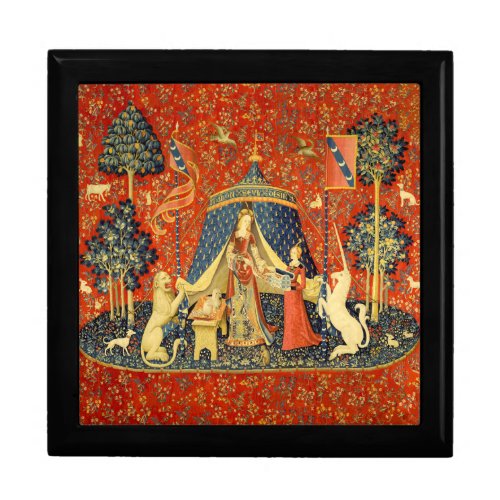 Lady and the Unicorn Medieval Tapestry Art Jewelry Box