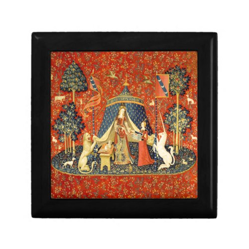 Lady and the Unicorn Medieval Tapestry Art Jewelry Box