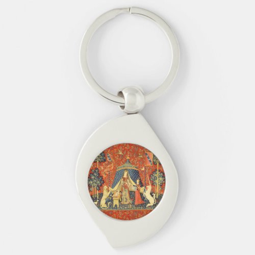 Lady and the Unicorn Medieval Tapestry Art Keychain