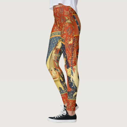 Lady and the Unicorn Medieval Tapestry Art Leggings