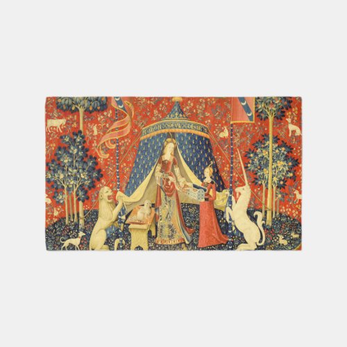 Lady and the Unicorn Medieval Tapestry Art Outdoor Rug