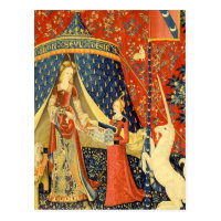 Lady and the Unicorn Medieval Tapestry Art Postcard