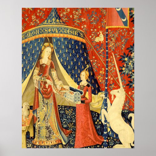 Lady and the Unicorn Medieval Tapestry Art Poster