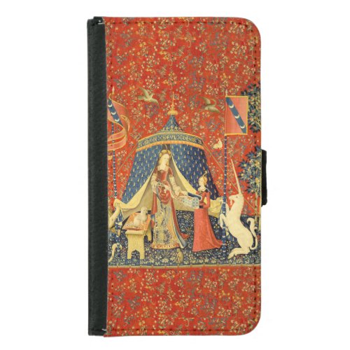 Lady and the Unicorn Medieval Tapestry Art Wallet Phone Case For Samsung Galaxy S5