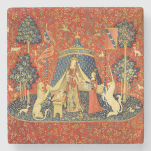 Lady and the Unicorn Medieval Tapestry Art Stone Coaster