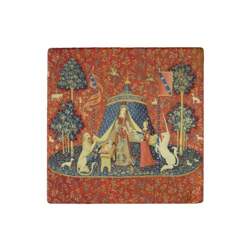 Lady and the Unicorn Medieval Tapestry Art Stone Magnet