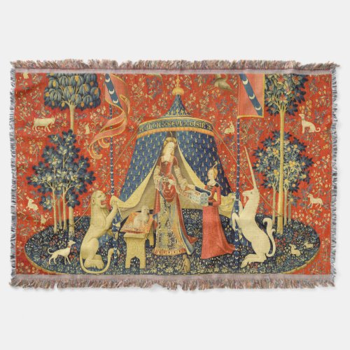 Lady and the Unicorn Medieval Tapestry Art Throw Blanket