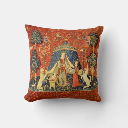 Lady and the Unicorn Medieval Tapestry Art Throw Pillow
