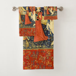 Lady and The Unicorn Medieval Tapestry: French Art Bath Towel Set