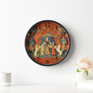 Lady and The Unicorn Medieval Tapestry: French Art Clock