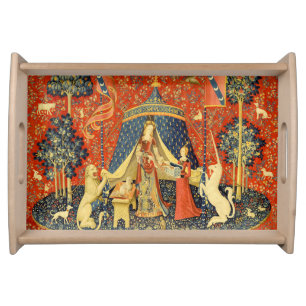 Lady and The Unicorn Medieval Tapestry: French Art Serving Tray