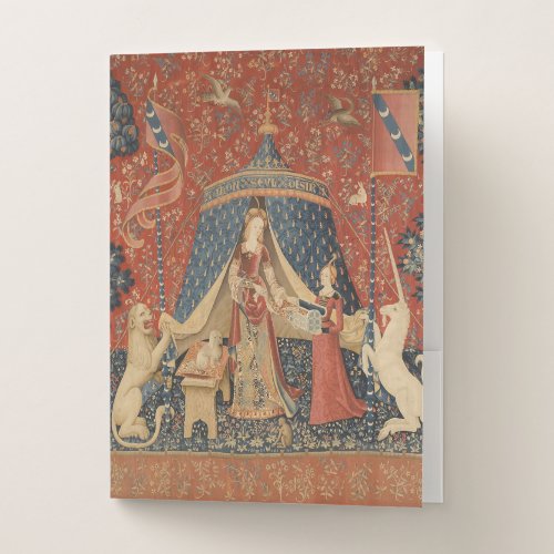 Lady And The Unicorn Middle Ages Vintage Tapestry Pocket Folder