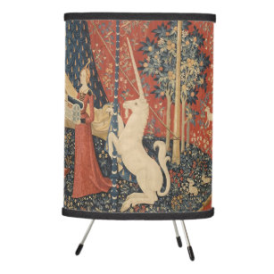 Lady And The Unicorn Middle Ages Vintage Tapestry Tripod Lamp