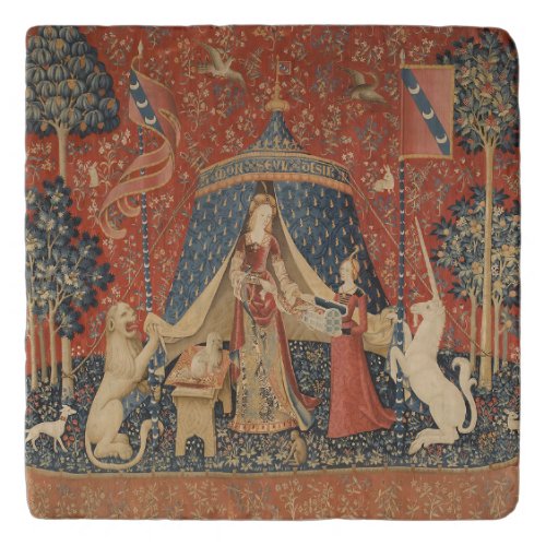 Lady And The Unicorn Middle Ages Vintage Tapestry Trivet