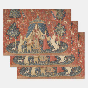 Lady And The Unicorn Middle Ages Vintage Tapestry Wrapping Paper Sheets
