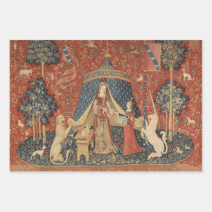 Lady And The Unicorn Middle Ages Vintage Tapestry Wrapping Paper Sheets