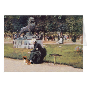 Lady and Tibetan Spaniel in the Park Cards