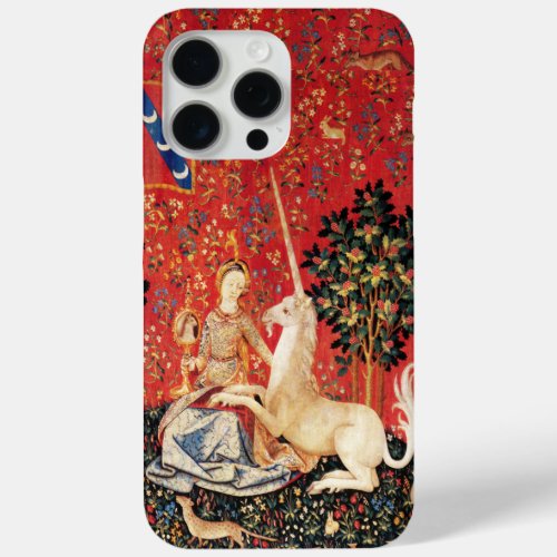 LADY AND UNICORN Fantasy Animals Green Red Floral iPhone 15 Pro Max Case