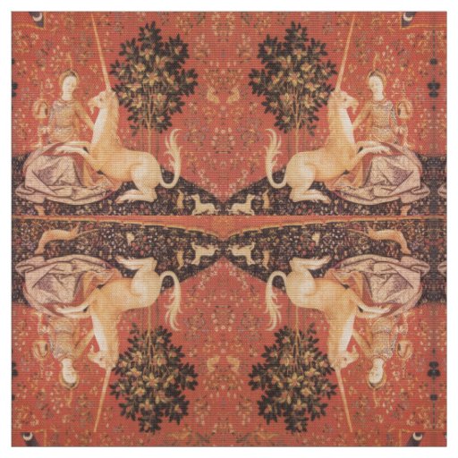 LADY AND UNICORN Fantasy Flowers,Animals Fabric