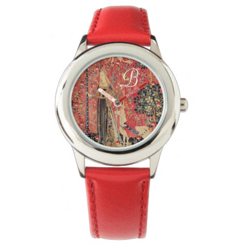 LADY AND UNICORN Fantasy FlowersAnimals Monogram Watch