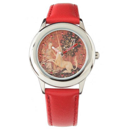 LADY AND UNICORN Fantasy FlowersAnimals Monogram Watch